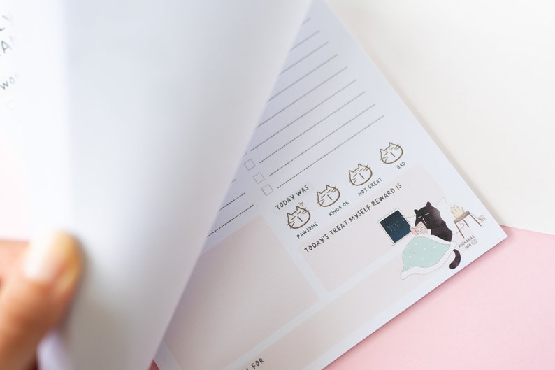 Cat daily planner notepad to do list notepad cute memo pad kawaii organiser hourly planner hourly schedule daily schedule daily planner pad image 5