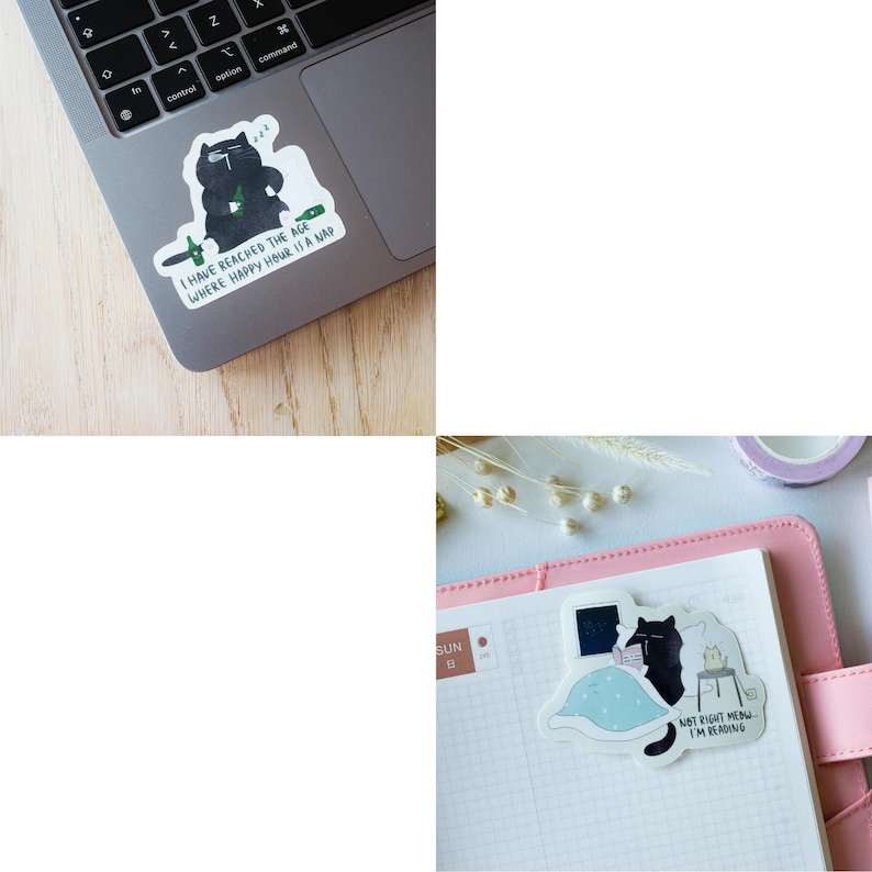 Funny Cat Stickers Bundle | Laptop, Water Bottle Decals imagem 20