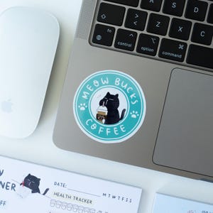 Funny coffee cat sticker, coffee quote sticker, tired cat waterproof sticker, coffee aesthetic sticker, cute cat decal, laptop sticker