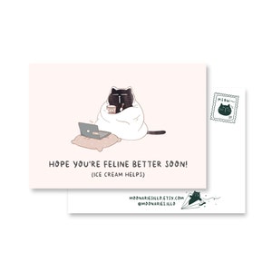 Get well soon card cat funny get well soon card thinking of you card funny recovery card speedy recovery card