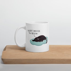 Funny Cat Mug Catitude Two Sided Lazy Sleeping Black Cat Cup Coffee Caffeine Addict Humorous Mug Kitten Owner Gift