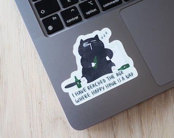 Black cat meme sticker, funny cat sticker, sarcastic cat sticker, cat laptop sticker, Chill cat sticker, water bottle sticker, vinyl sticker