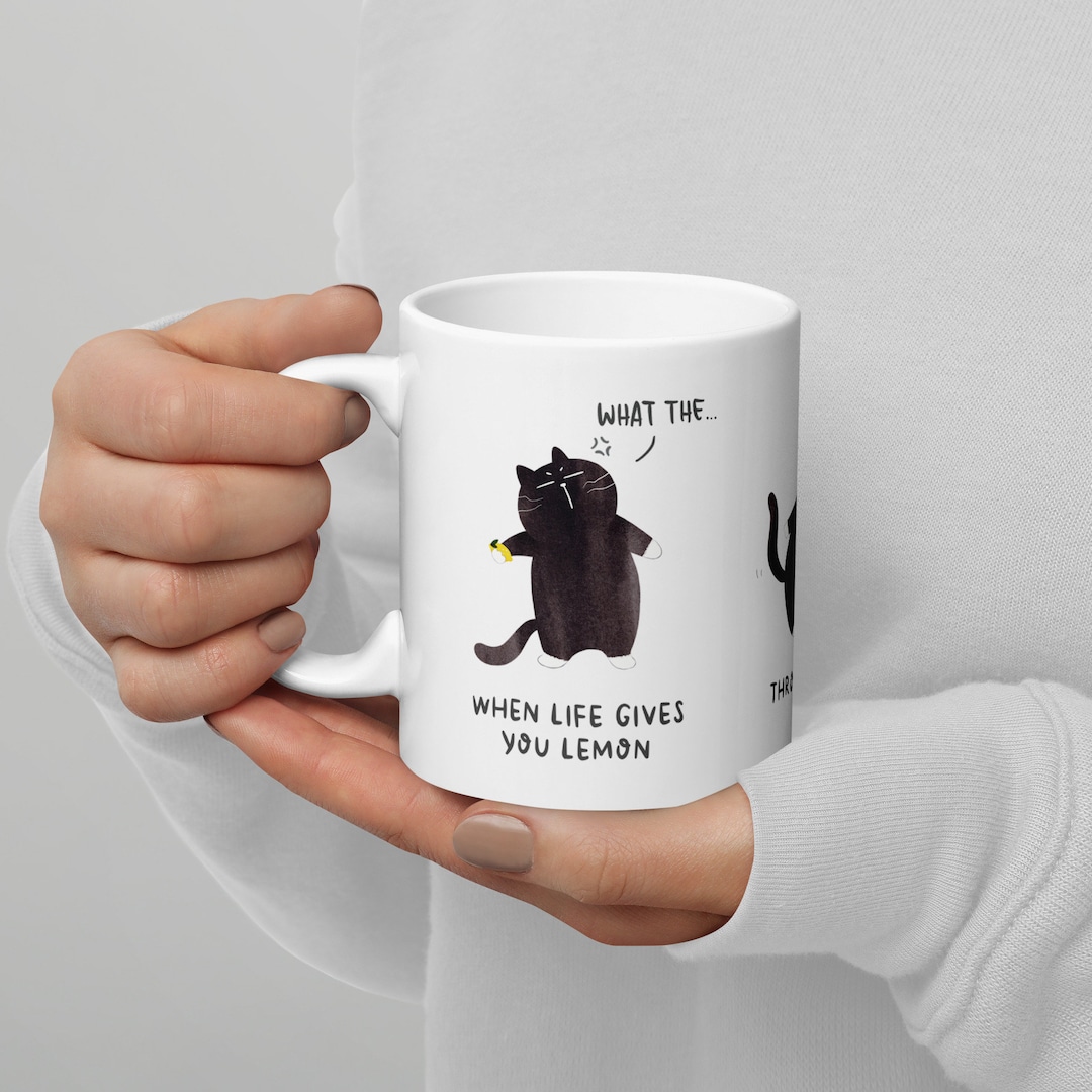 Cat Memes Mug Funny Cat Mug Black Cat Mug Sarcastic Coffee Etsy