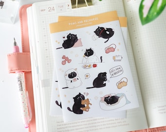 Self Care Cat Sticker Sheet | Cozy Cat Planner Stickers