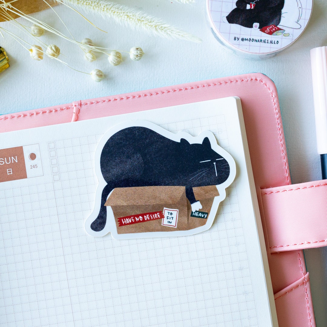 Black Cat Vinyl Sticker, Funny Waterproof Laptop Sticker - Etsy