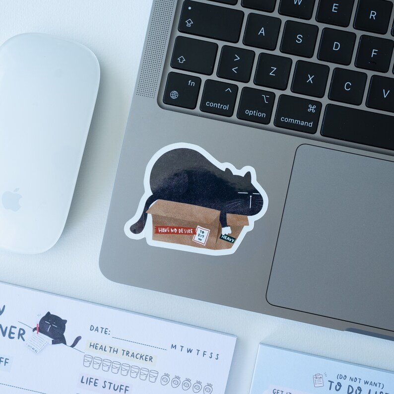 Black Cat Vinyl Sticker, Funny Waterproof Laptop Sticker - Etsy
