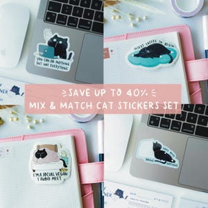 Bundle Cat Stickers Black cat sticker funny cat stickers cute unique cat stickers laptop stickers  water bottle meme stickers cat car decal