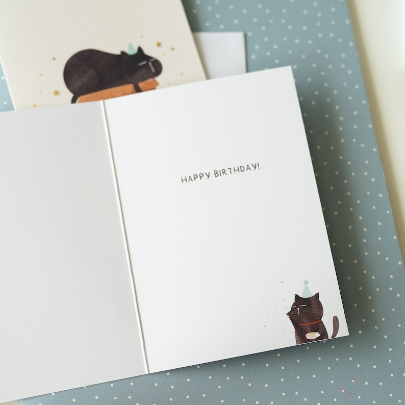 Black cat birthday card cat birthday card unique birthday gifts for him special birthday card daughter birthday card 23rd birthday card image 2