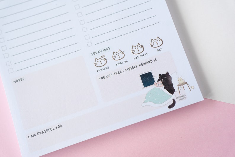 Cat daily planner notepad to do list notepad cute memo pad kawaii organiser hourly planner hourly schedule daily schedule daily planner pad image 4