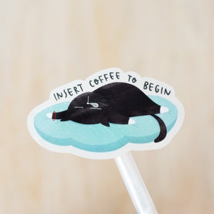 Coffee quote sticker funny coffee humor black cat sticker coffee and cat sticker coffee sticker funny black cat sticker waterproof