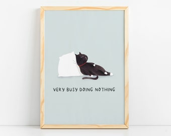 Cat lover gift, funny cat art print, cat illustration, black cat Illustration, minimalist cat art, cat artwork print, cat illustration print