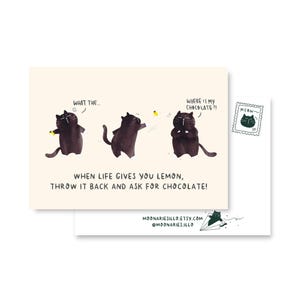 Cat postcard illustrated postcard funny cat card cat greeting card cat stationery all occasion card coworker card family postcard
