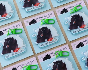 Funny Cat Acrylic Keychain, Lazy Cat Charm