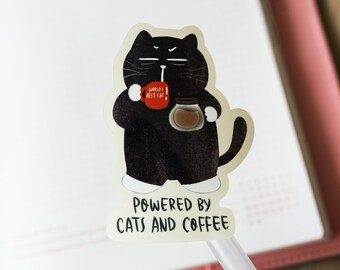 Funny coffee sticker funny coffee humor black cat sticker coffee and cat sticker coffee sticker funny cat decals laptop sticker cat