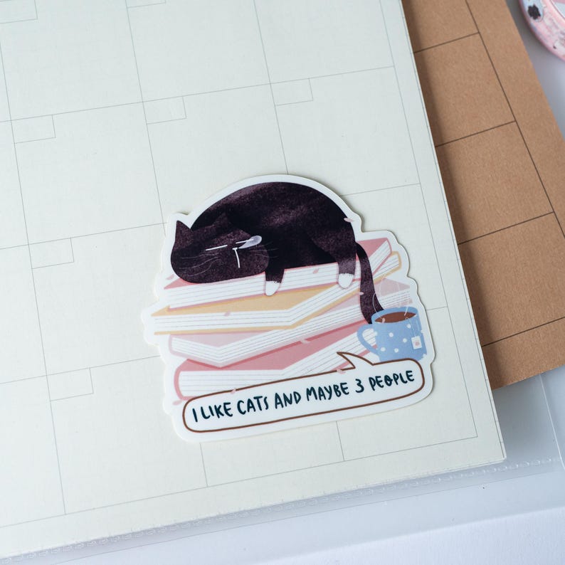 Funny Cat Stickers Bundle | Laptop, Water Bottle Decals imagem 8