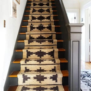 2 x 22 Fuß schwarzer Treppen-Juteläufer - Boho Home Decor Treppen Eingangsbereich Jute-Läufer, benutzerdefinierte Größe große Bodenfläche Teppich, indische handgefertigte Teppiche