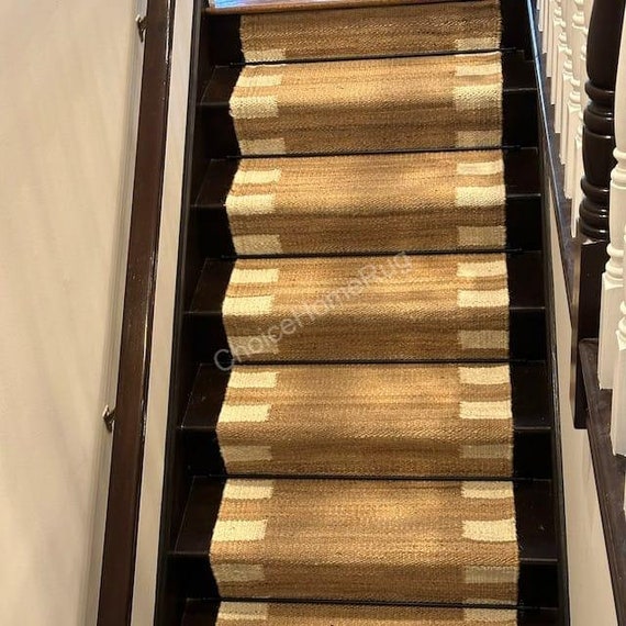 2x22 ft New Hemp Jute Stairs Runner Rugs,Boho Home Decor Livingroom Bedroom Rustic Rug,Custom Size Large Floor Area Hallway Indian Jute Rug