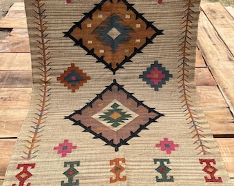 Handmade Modern Design Wool Jute Kilim Rug,, Boho Farmhouse Carpet, Neutral Decor Living room Bedroom Rug, Custom Size