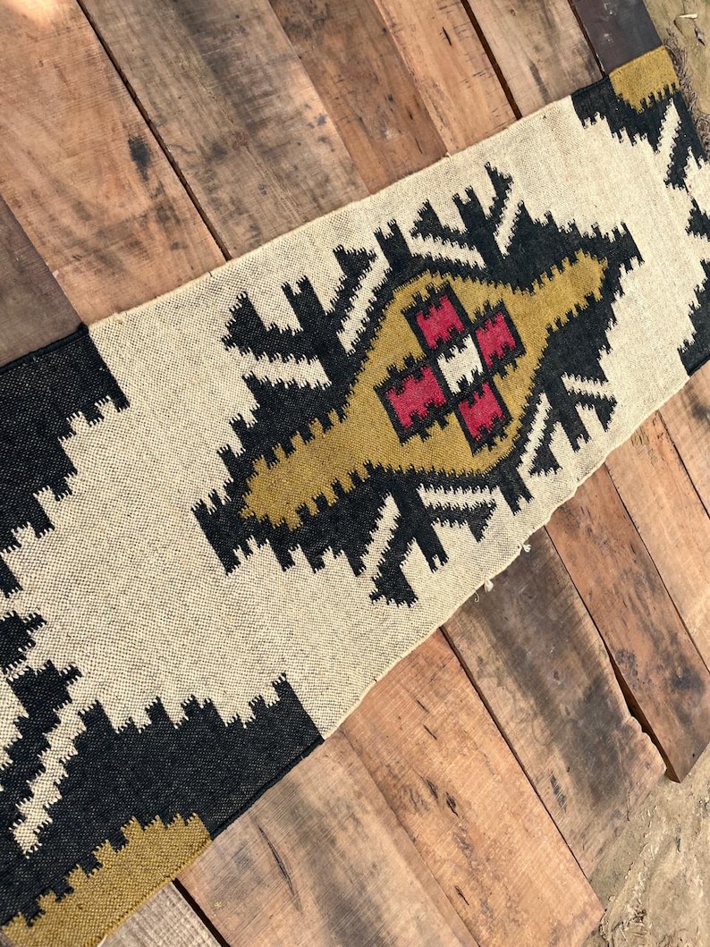 2x8 Ft Natural Fiber Handmade Wool Jute Stairs Hallway Kilim Runner