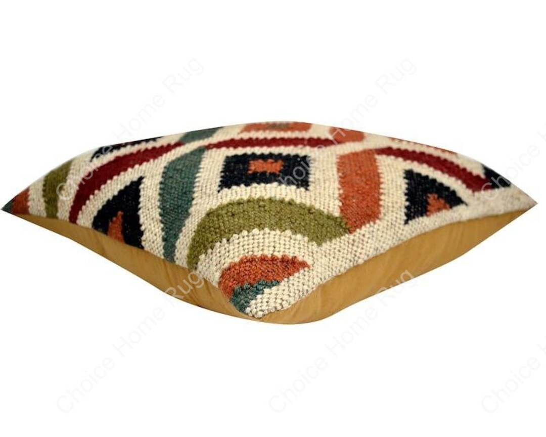 4 Set Wool Jute Vintage Kilim Pillow Cover,squire Indian Boho Jute