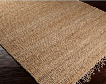 Tapete artesanal de cânhamo e juta - Tapete de juta natural, tapete ecológico estilo boho, tapete minimalista rústico para sala de estar, tapete de cânhamo e juta para áreas de alto tráfego.