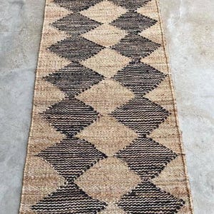 Schwarz Natürlich Gestreift Diamant Jute Treppen Läufer Teppich, Wohnkultur Boho Wohnzimmer Flur Teppich, Benutzerdefinierte Größe Große Bodenfläche Indische Teppiche
