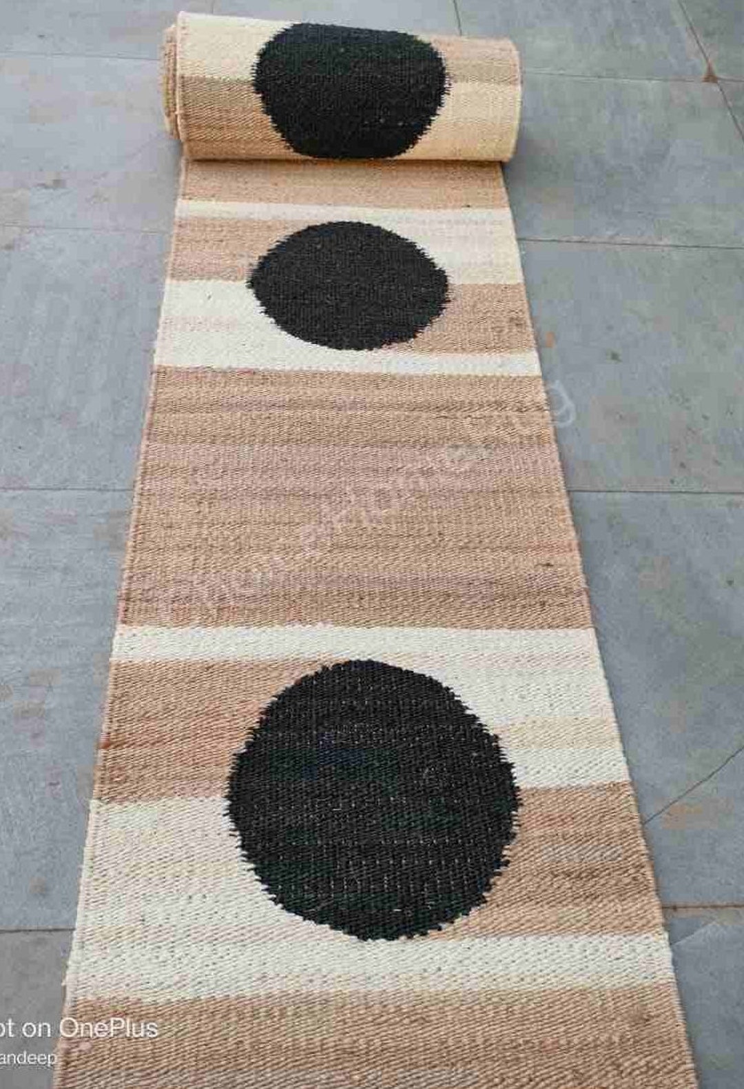 2x22 Ft Black White Hemp Stairs Jute Runner Rug,boho Home Decor