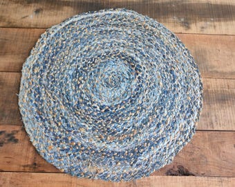 Braided Denim & Cotton Chindi Round Rug: Boho Home Decor