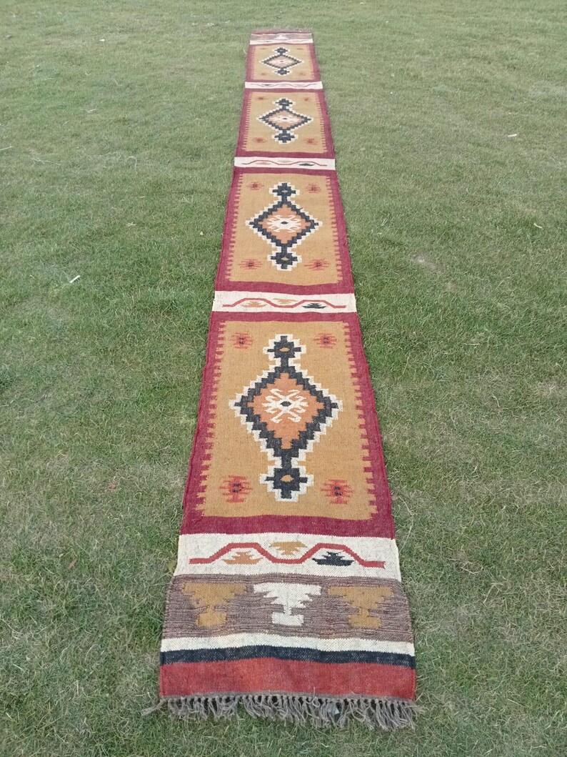 2x24 Ft Wool Jute Kilim Stairs Hallway Runner,home Decor Turkis