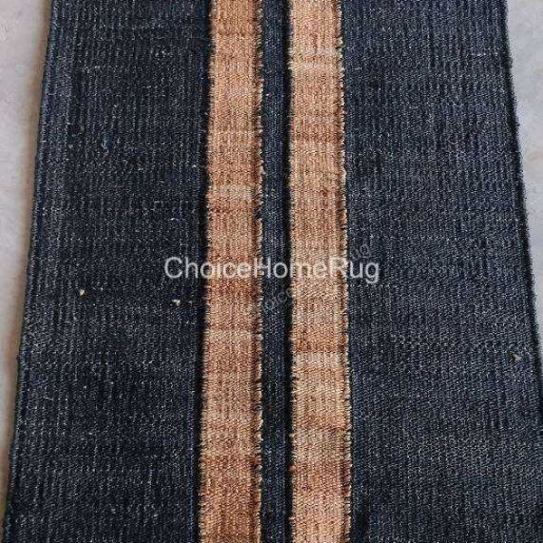 3x5 ft Black Hemp Beige Line Jute Runner Rug,Custom Size Large Floor Area Hallway Rug,Boho Home Decor Livungroom Bedroom Entryway Jute Rugs