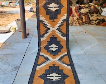 Alfombra Kilim de yute de lana de 2x22 pies, alfombra Kilim de yute de lana tradicional turca caucásica, alfombra de área grande étnica de yute de lana Natural hecha a mano