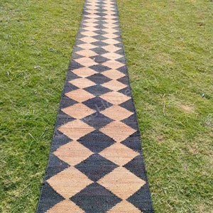 2 x 22 ft Diamond Stairs jute Runner Rugs,Vintage Large Area Runner Rug,Traditional Bohemain Home Decor Jute Rugs,Natural Jute Runner Rug image 7