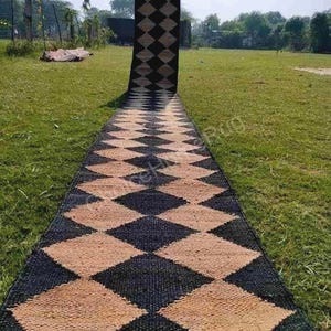 2 x 22 ft Diamond Stairs jute Runner Rugs,Vintage Large Area Runner Rug,Traditional Bohemain Home Decor Jute Rugs,Natural Jute Runner Rug