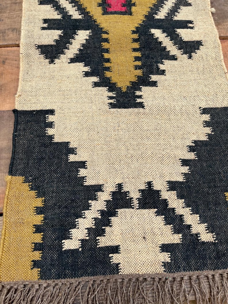 2x8 Ft Natural Fiber Handmade Wool Jute Stairs Hallway Kilim Runner