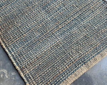 Gray Natural Striped Jute Hemp Runner Rug- Handmade Large Floor Area Custom Size Runner,Boho Home Decor Living Bedroom Kitchen Rustic  Rugs