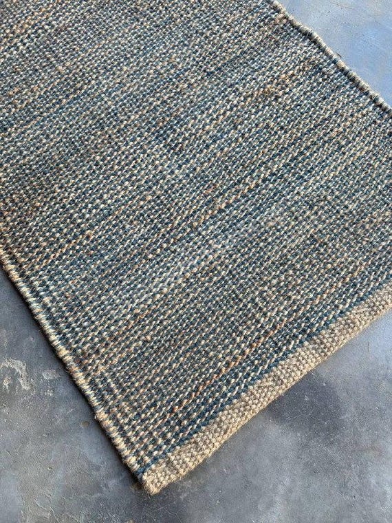 Gray Natural Striped Jute Hemp Runner Rug, Handmade Large Floor Area Custom Size Runner,Boho Home Decor Living Bedroom Kitchen Rustic  Rugs