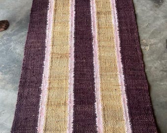 Hemp Beige Line Jute Runner Rug,Custom Size Large Floor Area Hallway Carpet,Boho Decor Livingroom Bedroom Entryway Rugs