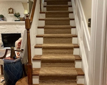 2x22 ft Handmade Stairs Jute  Runner Rug- Natural Beige Boho Decorative Custom Size Floor Area Rug,Hallway Livingroom Bedroom Kitchen Carpet
