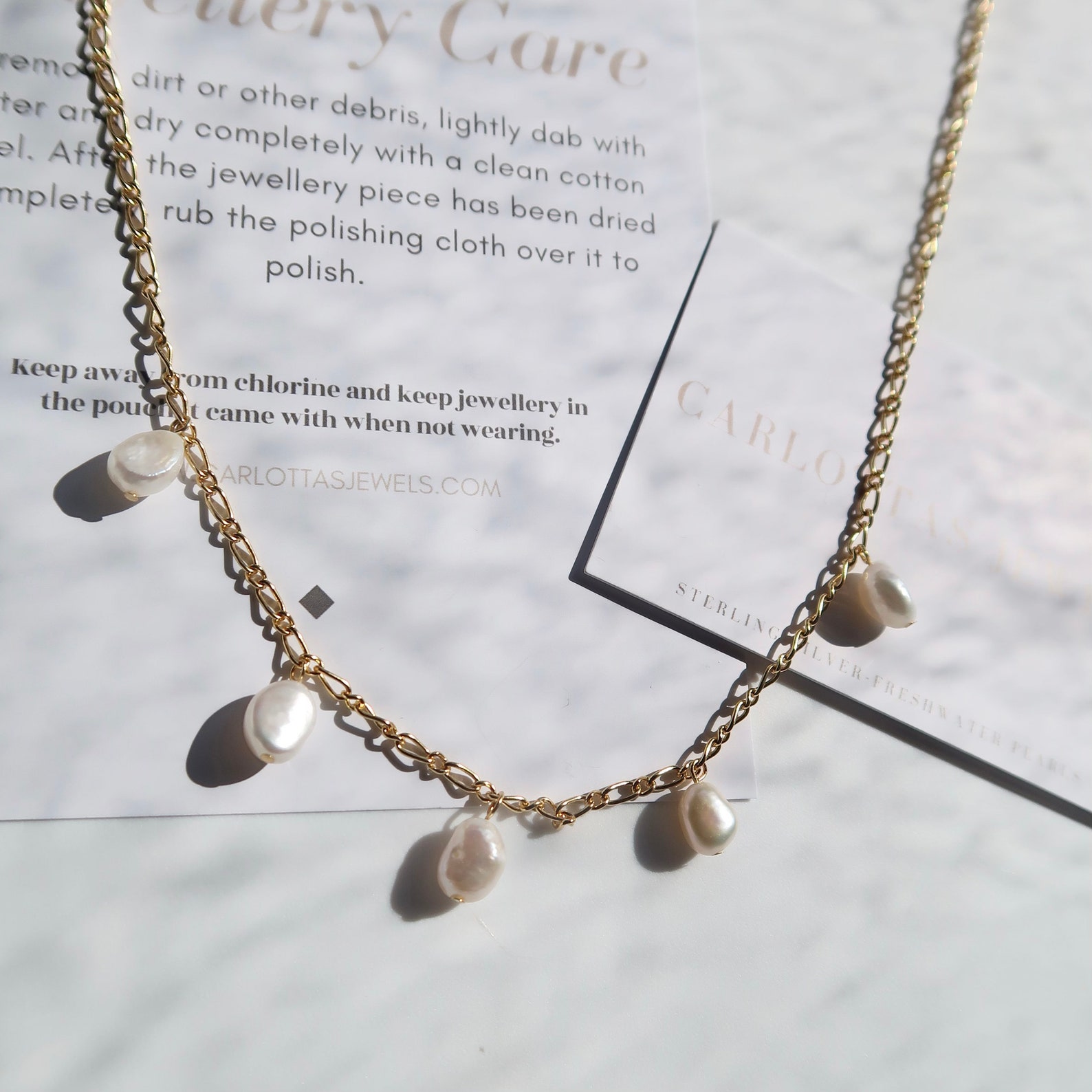 Elena Necklace Freshwater Pearl Necklace 14ct Gold plated Etsy