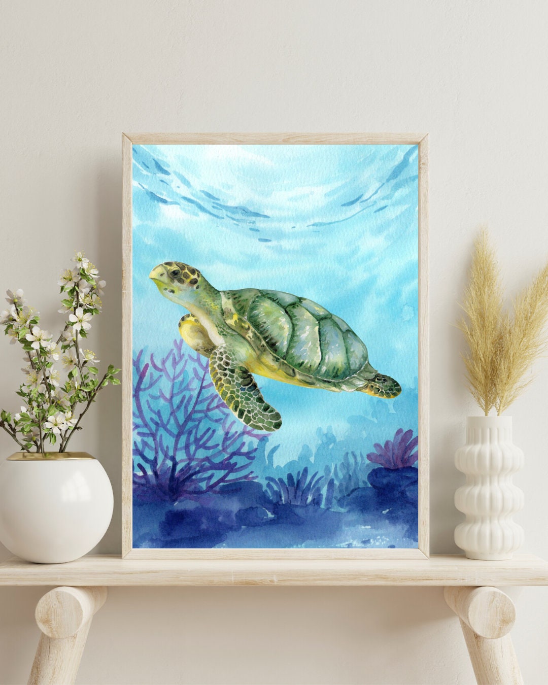Watercolor Turtle Print, Nautical Printable Art, Sea Turtle Print ...