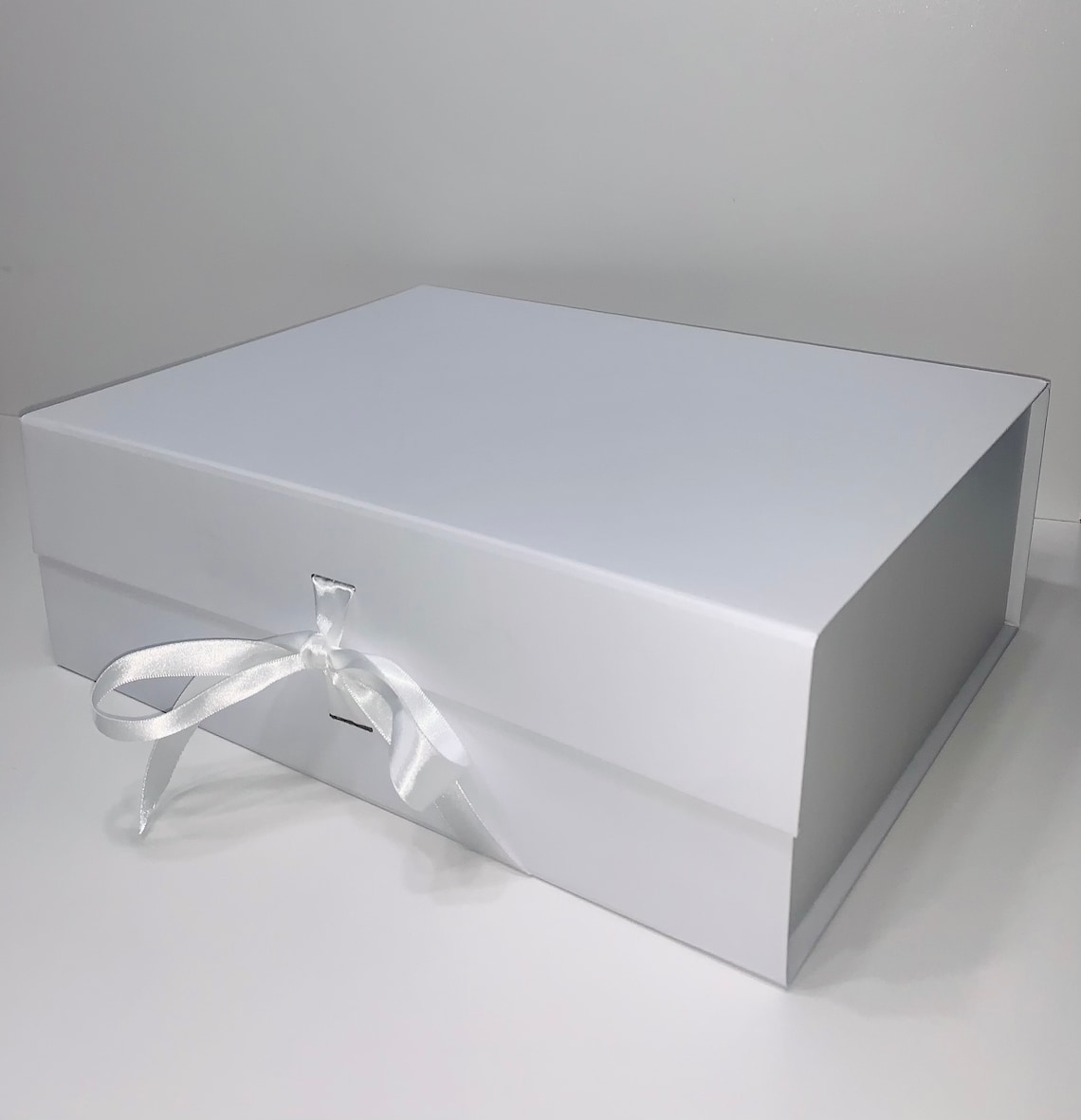 Large White Gift Box with Closure & Satin Ribbon Etsy