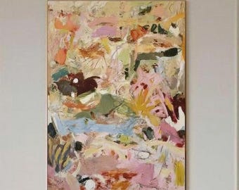 Large Abstract original flower oil painting, Flower oil painting decor, Living room decor, Abstract pink flower painting, personalized gifts