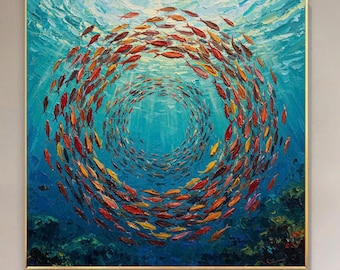 額 高級仕様 群魚図（鯛） 動植綵絵 伊藤若冲 魚の群れ 油彩画 美術品 作品 インテリア 絵画