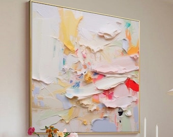 Large Abstract Colorful Painting on Canvas 3D Texture Original Art Vibrant Painting Colorful Knife Painting Large Wall Art Living Room decor