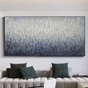 Original Dark Blue Abstract Painting on Canvas Large Textured Wall Art ...