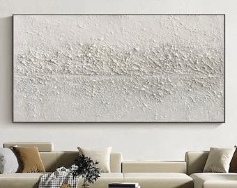 Large white 3D textured painting extra large wall art abstract white painting minimalist abstract wall art for home wall art decor