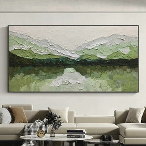Original green painting large green abstract painting contemporary oil painting for living room