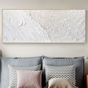 Large minimalist painting on canvas White Wabi-sabi abstract texture art Modern living room wall art
