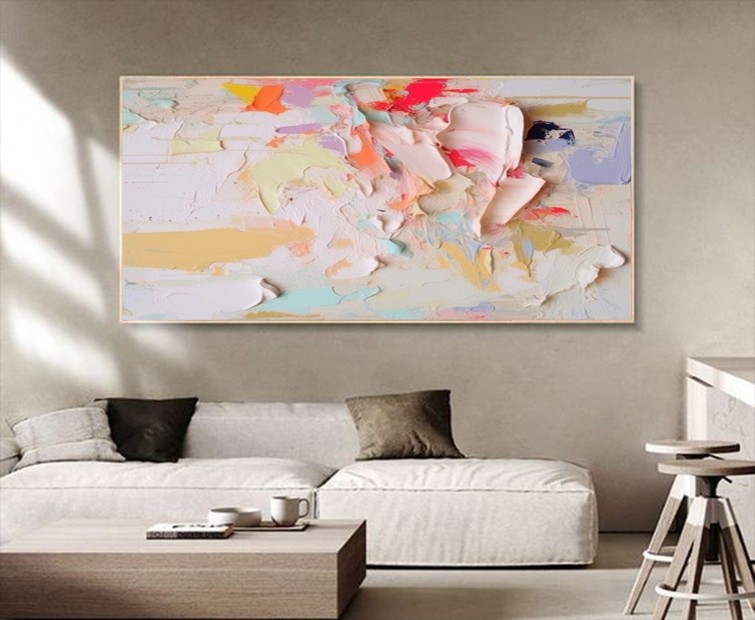 Original Colorful Abstract Painting on Canvas Contemporar Art 3D ...
