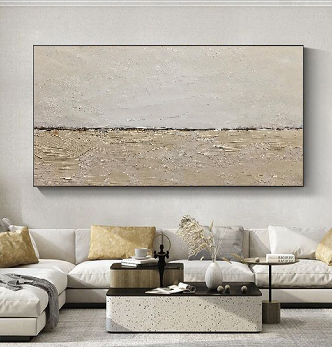 Original Beige Abstract Painting on Canvas Minimalist Abstract ...